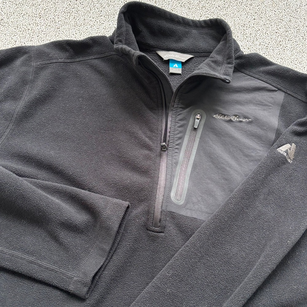 Eddie Bauer Fleece Pullover Mens L Black First Ascent Quarter Zip Gorpcore